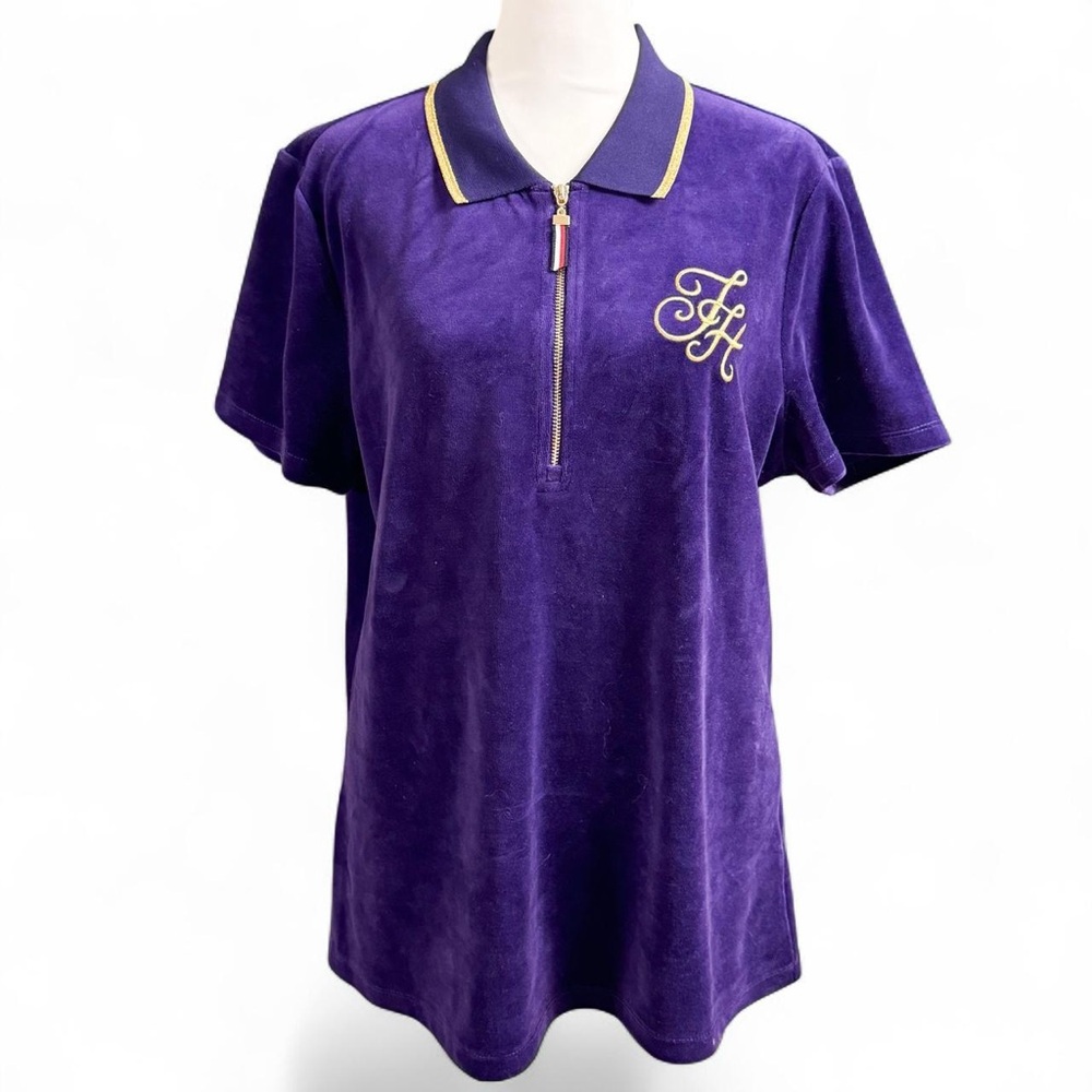 Purple Polo Shirt with Gold Embroidery Tommy Hilfiger